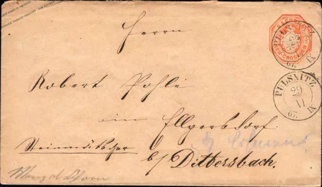 Sachsen 1867 - 0,5 Gr. GSU klarer K2  "Pulsnitz"       (#8420)