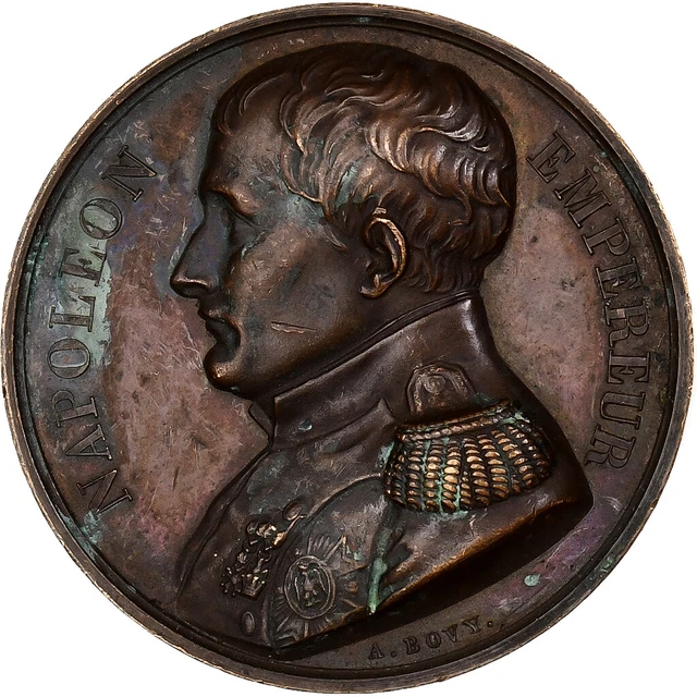 Médaille Française 2016 Napoléon Ier Garde Impériale – Cuivre Doré Colorisé, 100 Mm – Avec Certificat