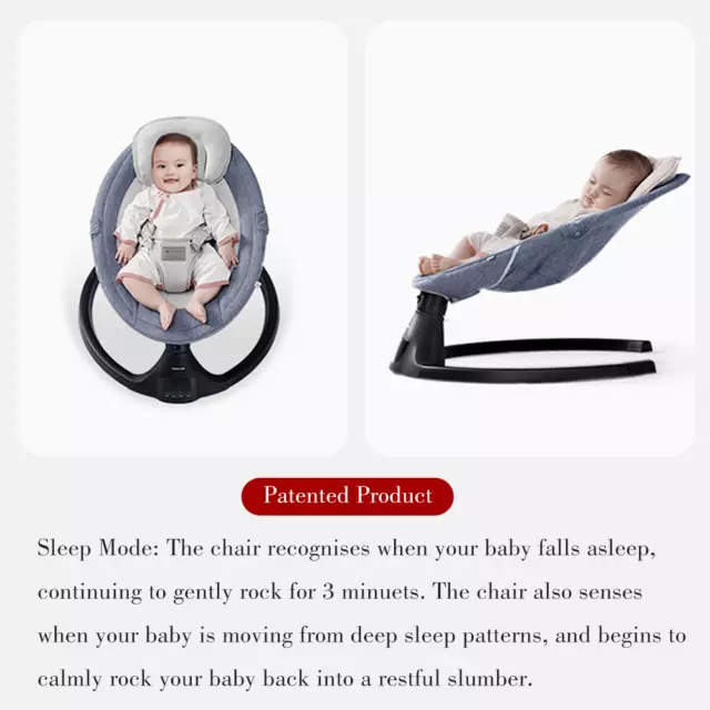 Bluetooth Electric Baby Swing Infant Cradle Bouncer Rocker Chair Music Remote UK 2