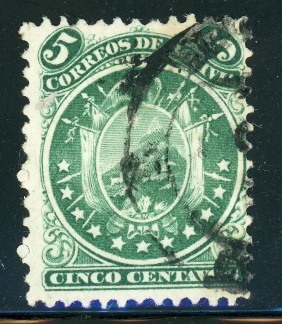 BOLIVIA Selecciones Usadas: Scott #15 5c Verde 11 Estrellas BRAZOS 1868-1869 CV$12+
