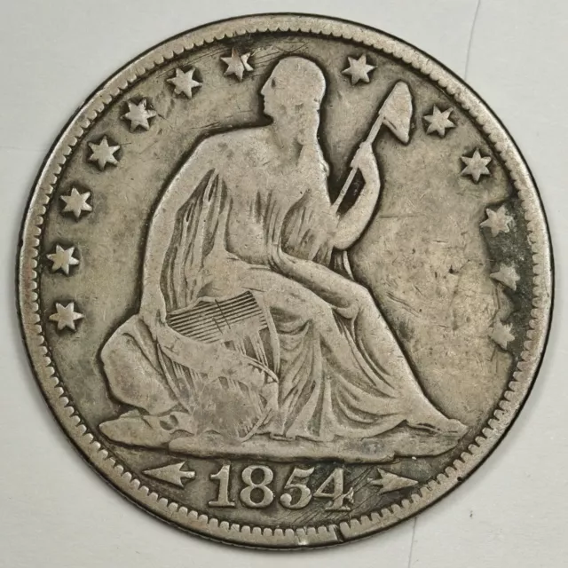 1854 Seated Liberty Half.  Love Token.  "H.M.C."  136146 2