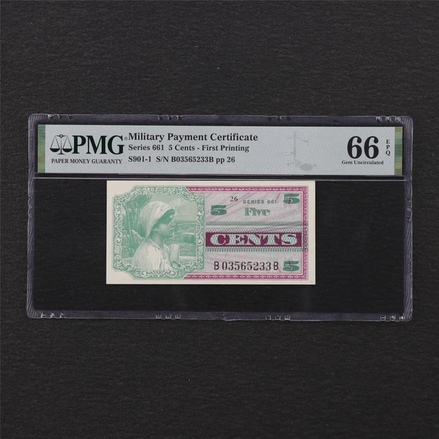 Military Payment Certificate 5 Cents PMG 66 EPQ Gem UNC