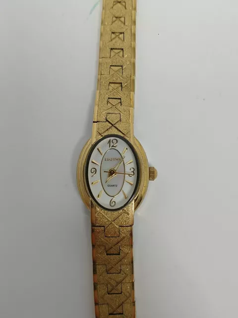 WOMEN S 25MM GOLD Tone Elgin Diamond Dress Watch Bracelet Band
