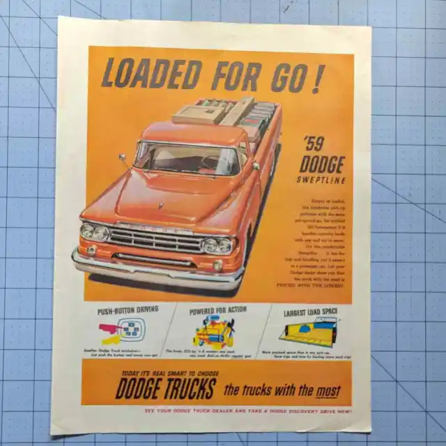 Vintage Print Ad 1959 Dodge Truck Sweptline