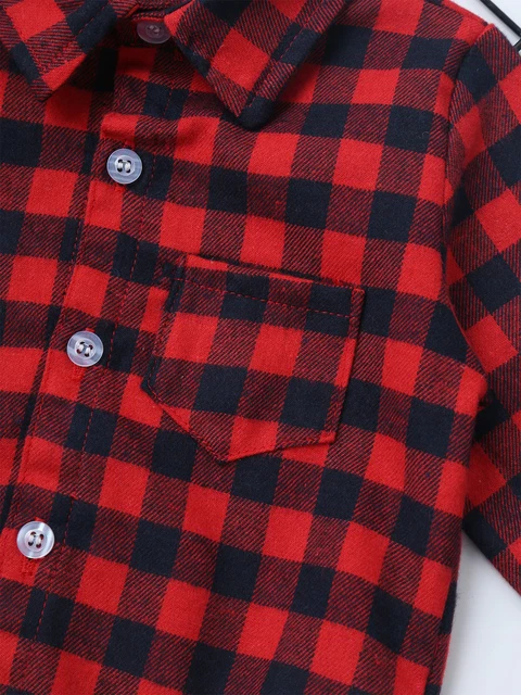 Tuta monopezzo camicia neonato bambini vestiti a quadretti manica lunga bambini 3