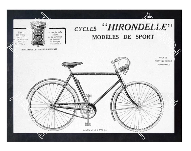 Affiche Hirondelle Cycles Saint-Etienne 42 - Format A3 Plastifiée