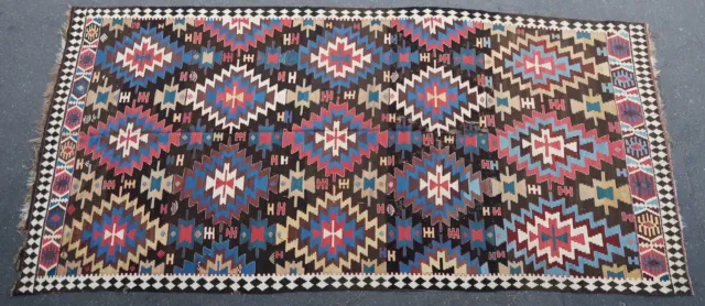 Kilim tapis ancien rug oriental tribal Europeen Persan Caucasien Kuba Pre-1900