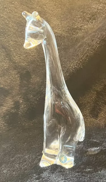 Vintage Clear Art Glass Hand Blown Giraffe Figurine 6 3/8" Made In Sweden