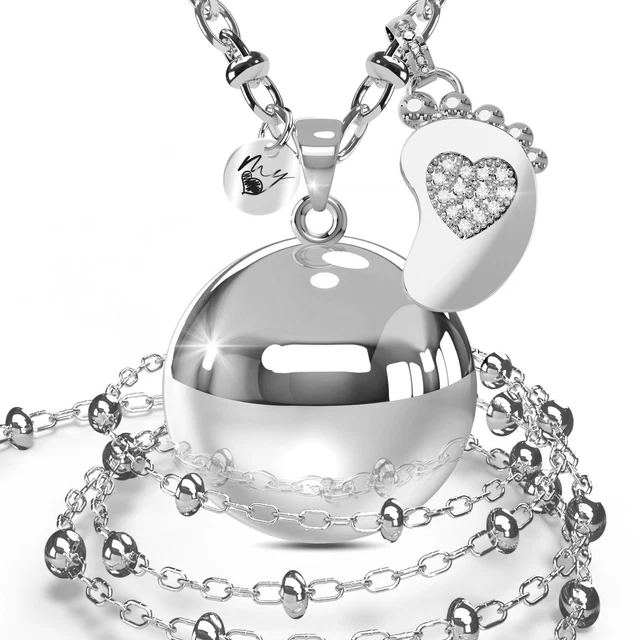 Collana Chiama Angeli SAGA GIOIELLI Per Future Mamme | Ciondolo Sonoro In Ottone Con Catena 100cm - Foto 5