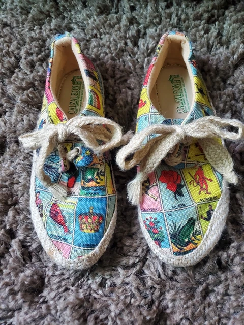 Loteria Chalupa Mexican Bingo Shoes Womens Slip On Flats USA Size 6.5 Mex Sz 23