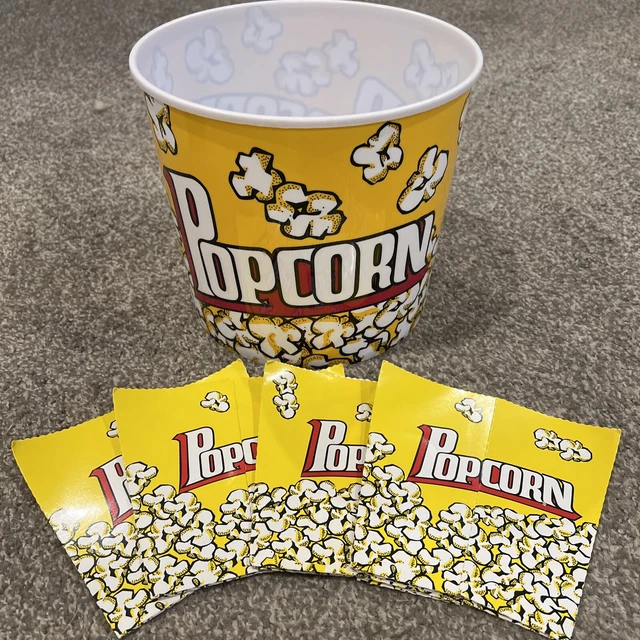 Novelty Plastic Popcorn Container Retro Style Bucket Tub Party Movie Night
