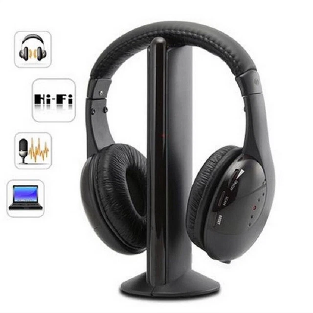 Auriculares Inalambricos 5 En 1 30 Mts Radio Fm Tv Pc Mp3 Rf Sonido Digital