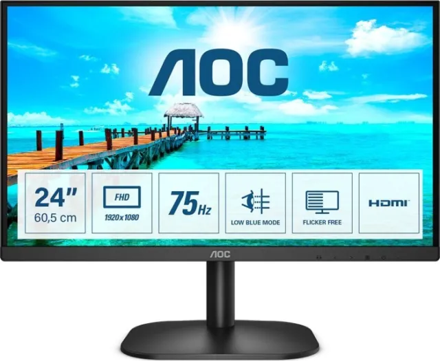 AOC 24B2XHM2 Monitor 23.8" FHD 1920x1080 HDMI VGA 75Hz 4ms (GtG) schwarz