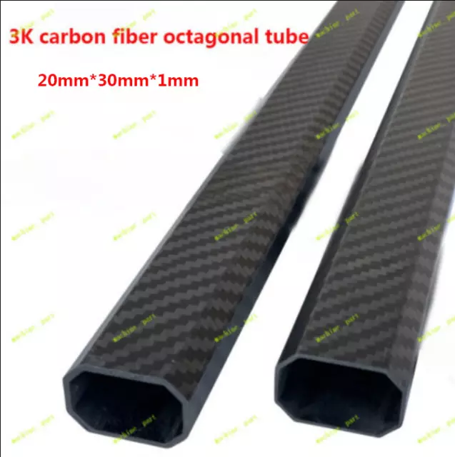 2pc 500mm 3K Carbon Fiber Octagonal Square Carbon Tube Oval Tube 20*30mm *1mm(T)
