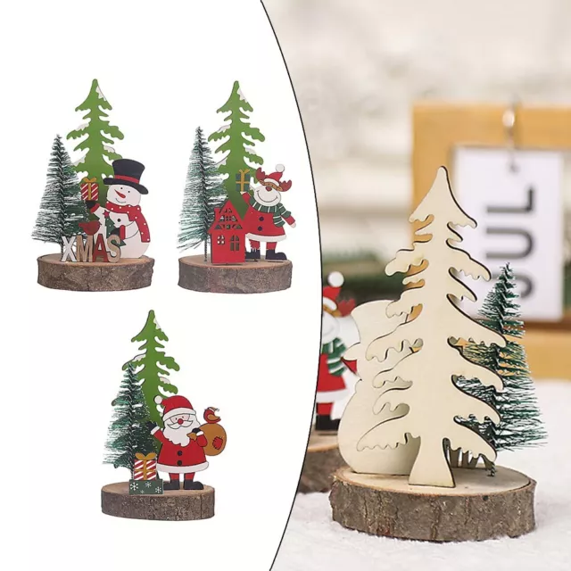 Ornements en bois de Noël Père Noël décorations de table arbre de Noël piè