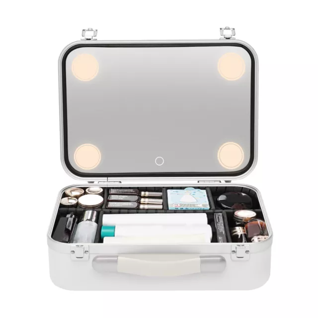 Organizer trucco con luci e specchi scatola cosmetica portatile valigia cosmetica