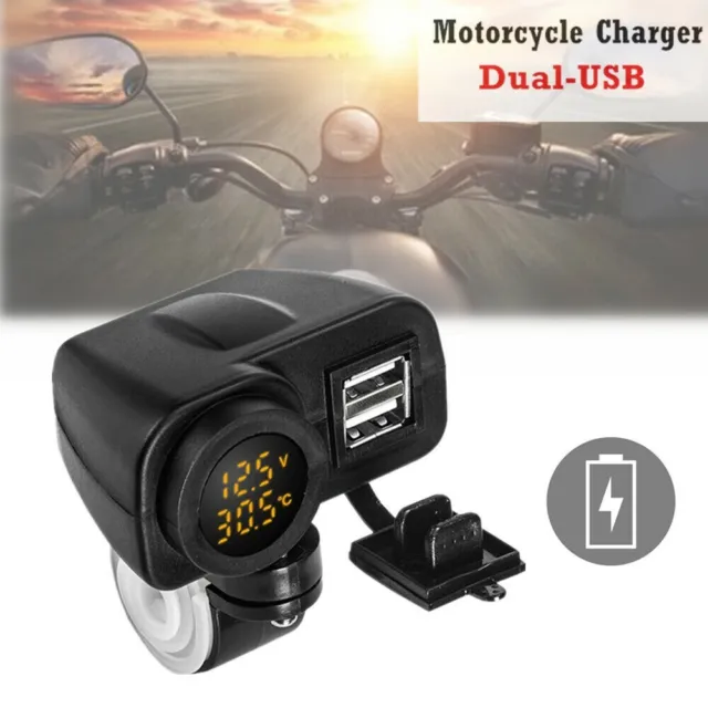 LED Motorcycle USB Charger Socket with Dual 21A Outputs and Intelligent Chip