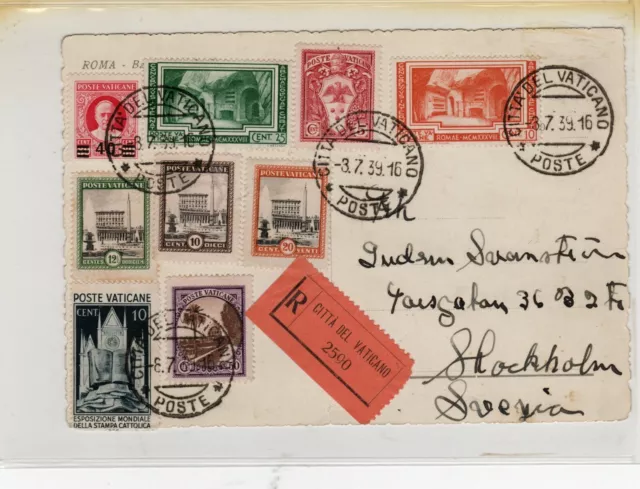 Cartolina Storia Postale Vaticano 1939 Francobolli Vatican Stamp Vatikan Brief