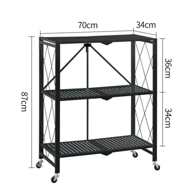 Foldable Shelf Display Stand Storage Metal Bookshelf Collapsible Bookcase Mobile