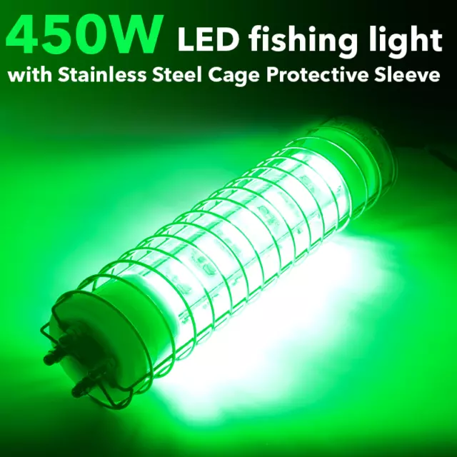 450W 12V 24V Green Submersible Underwater LED Night Fishing Light Sea Farming