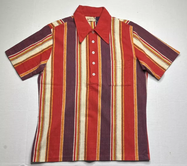 Vintage 60s 70s Kramer's Honolulu Orange & Brown Short Sleeve Hawaiian Shirt