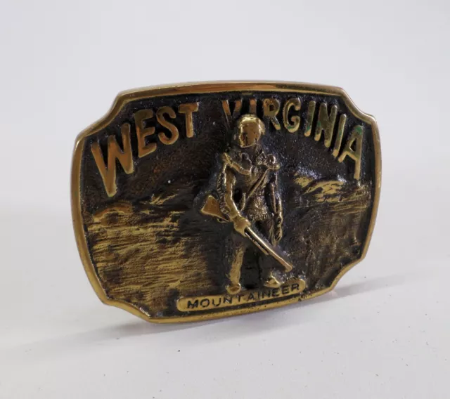 West Virginia Mountaineer Belt Buckle Heritage Mint Registered Collection Vtg