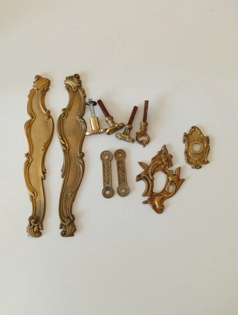 PLAQUE DE PROPRETÉ de porte vintage Louis XV-dorée à l'or fin en laiton