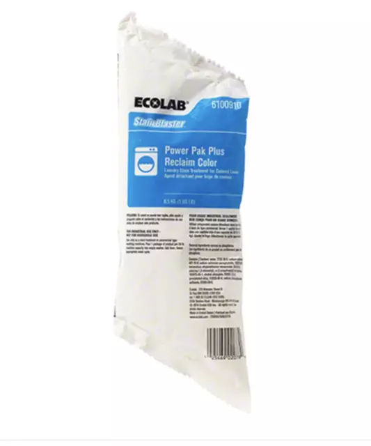Lot of 10 Ecolab 6100910 Stainblaster Power Pak Plus Reclaim Color Laundry