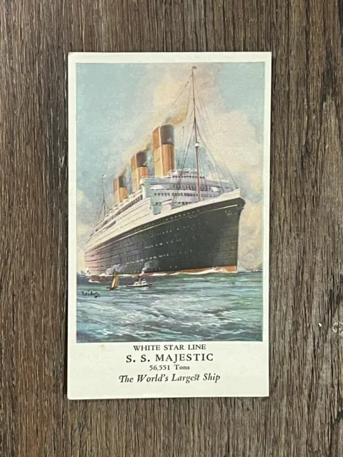 S.S. MAJESTIC Ocean Liner WHITE STAR LINE Steamship c1910 Rare Vintage Post Card
