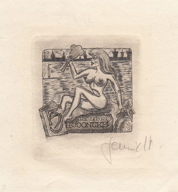 Exlibris Bookplate Gravure sur Cuivre Eugen Schmidt 1910-1975