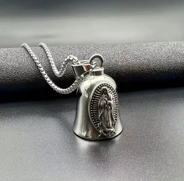 Jungfrau Maria Schutzengel Motorrad Reiters Glöckchen mit Gratis Halskette Biker
