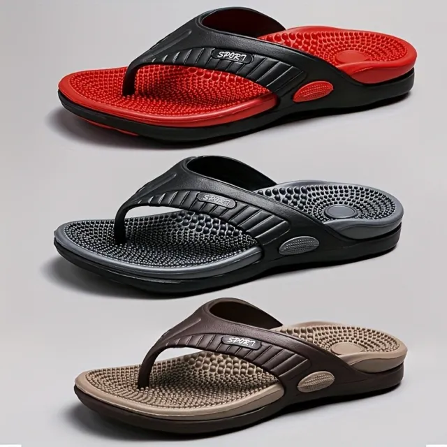 Men's Massage Flip Flops, Quick-Drying Comfy Thong Sandals for Indoor Outdoor
