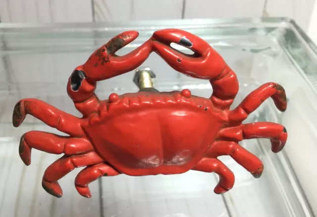 Nautical RED CRAB CAST IRON DRAWER PULL CABINET KNOB BEACH HOUSE DRESSER