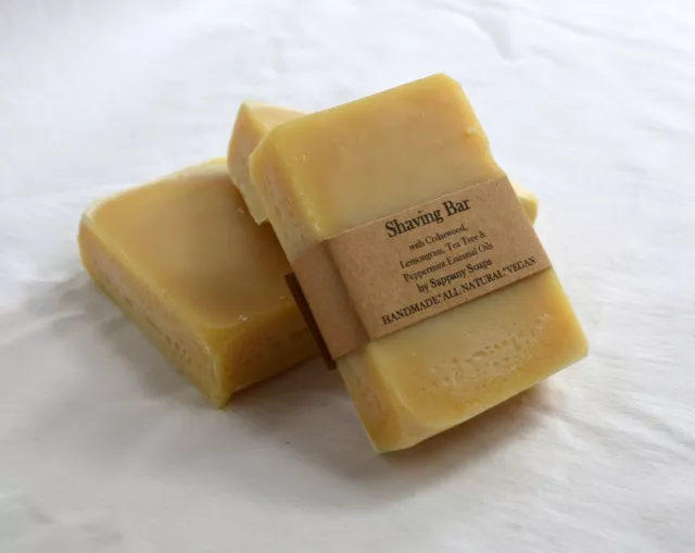 Natural shaving soap bar face body Cedarwood tea tree mint organic ingredients