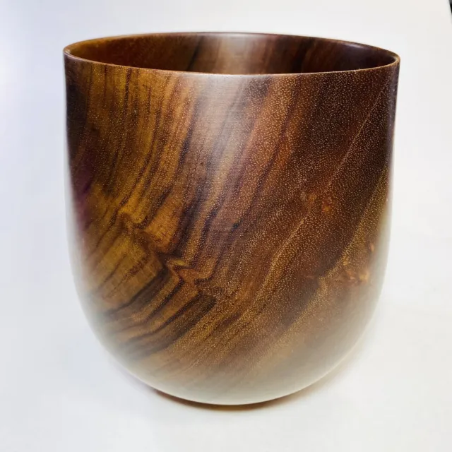 Jack Straka Signed Hawaiian Koa Wood Thin Walled Bowl Diameter 6.5" Height 7.5"