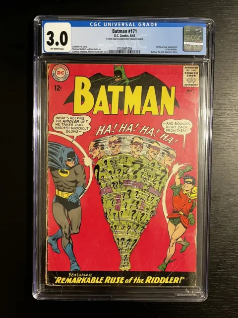 Batman 171  CGC 3.0 1st Appearance Silver Age Riddler DC Comics 1965