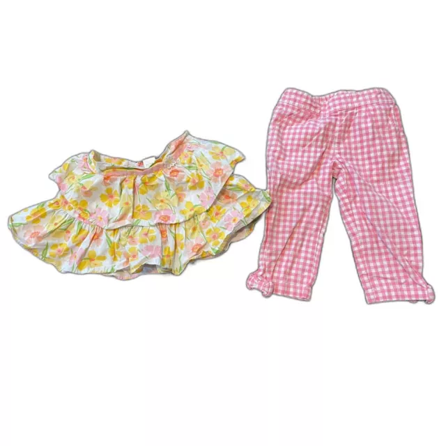 Toddler Girls Gymboree Spring Floral Skirt & Pink Plaid Pants 4T