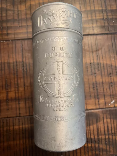 RARE Antique 1912 Oxypathor Quack Medicine Device Embossed Aluminum Container