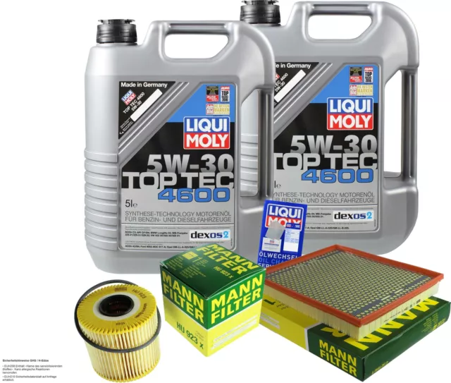 Kit para Inspección de Filtro Liqui Moly Aceite 10L 5W-30 para Opel