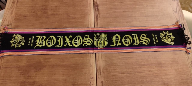 Écharpe Vintage Barcelone – Années 90, Style Laine, Foulard Supporter