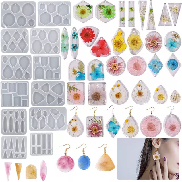 Silicone Jewelry Earring Resin Casting Mold Pendant Dangle Epoxy Mould Clay DIY