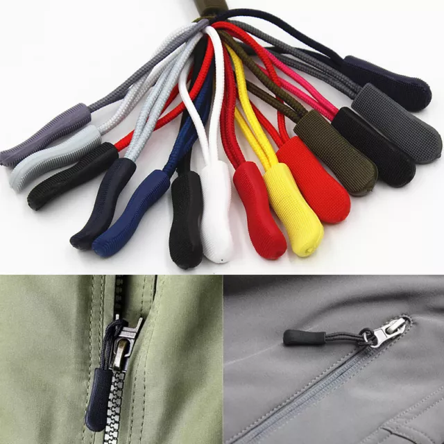 10x Plastic Zip Puller Zipper Pulls Cord Travel Bag Replacement Fastener Slider