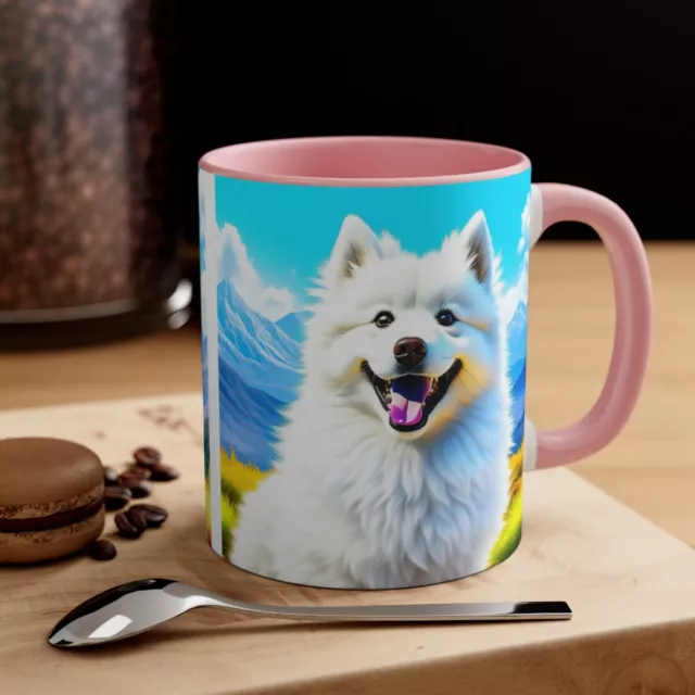 Cute American Eskimo, Birthday Gift, Accent Coffee Mug, 11oz