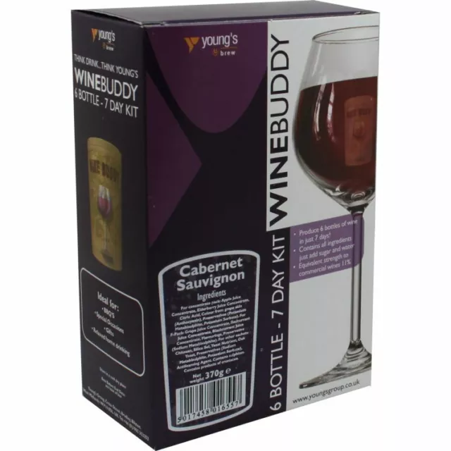 WineBuddy Home Brew Wine Kit Refill Youngs 6 Bottle 7 Day - Cabernet Sauvignon