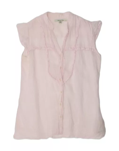 MASSIMO DUTTI Girls Sleeveless Shirt Blouse 13-14 Years Pink Ramie NX08