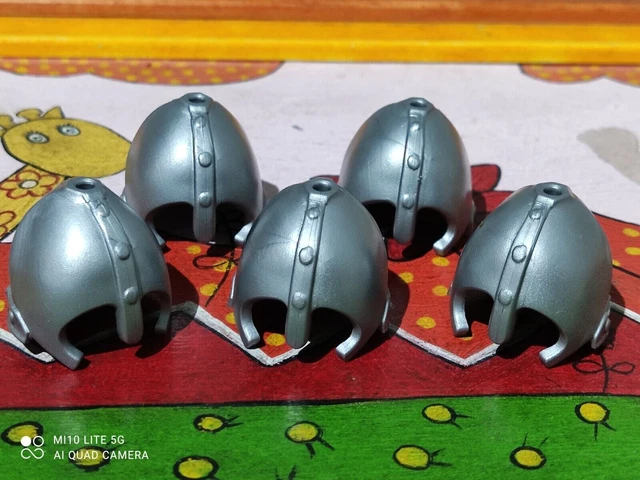 Lot De 5 Casques PLAYMOBIL Chevaliers Médiévaux Bronze - Pièces Détachées Occasion, Thème Médiéval