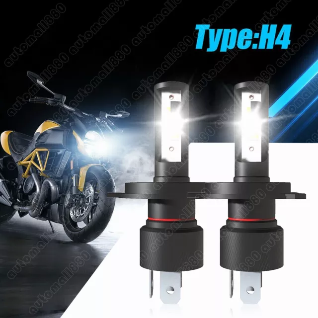 2PCS H4 9003 LED Motorcycle Headlight Bulbs Kit High Low Beam Super Bright White