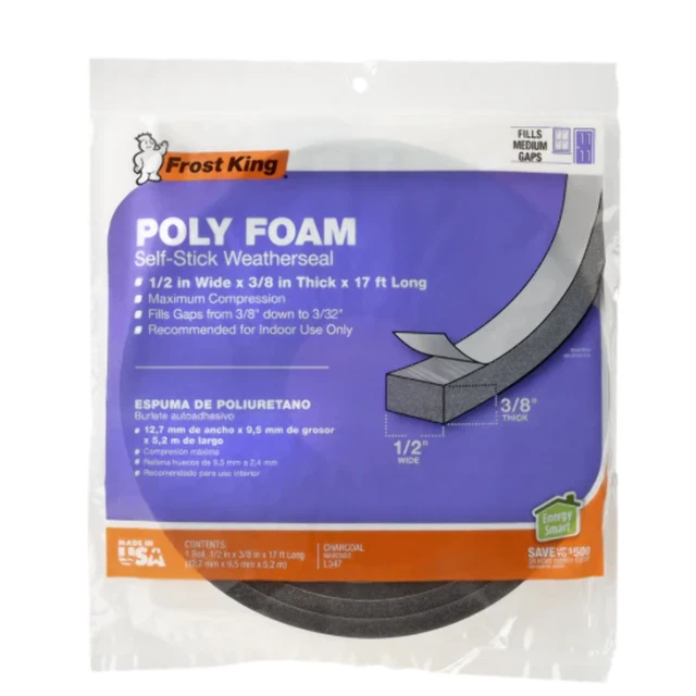 Frost King Poly Foam Self-Stick Weatherseal (L341, L342, L343)