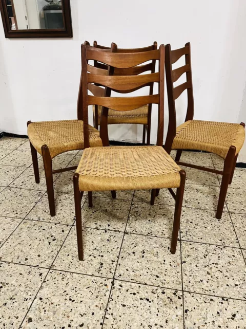 4 Arne Wahl Iversen Glyngere Chairs 1960s Teak Vintage Stühle Antik Design Stuhl