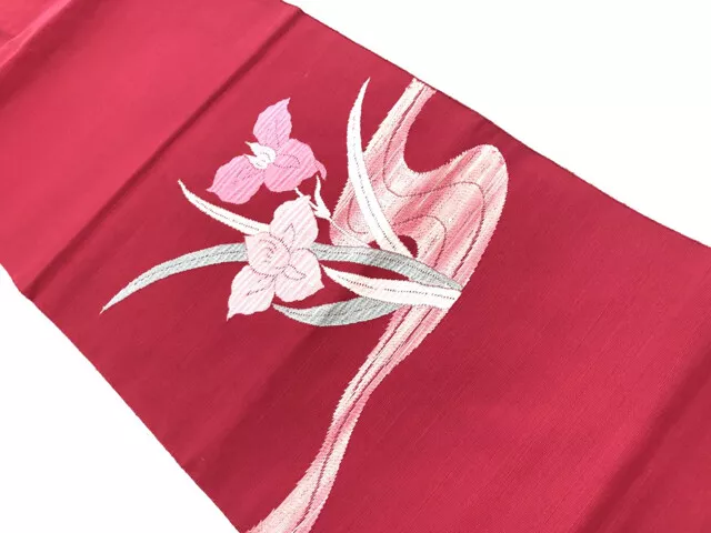 21711# Japanese Kimono / Vintage Nagoya Obi / Woven Iris & Stream